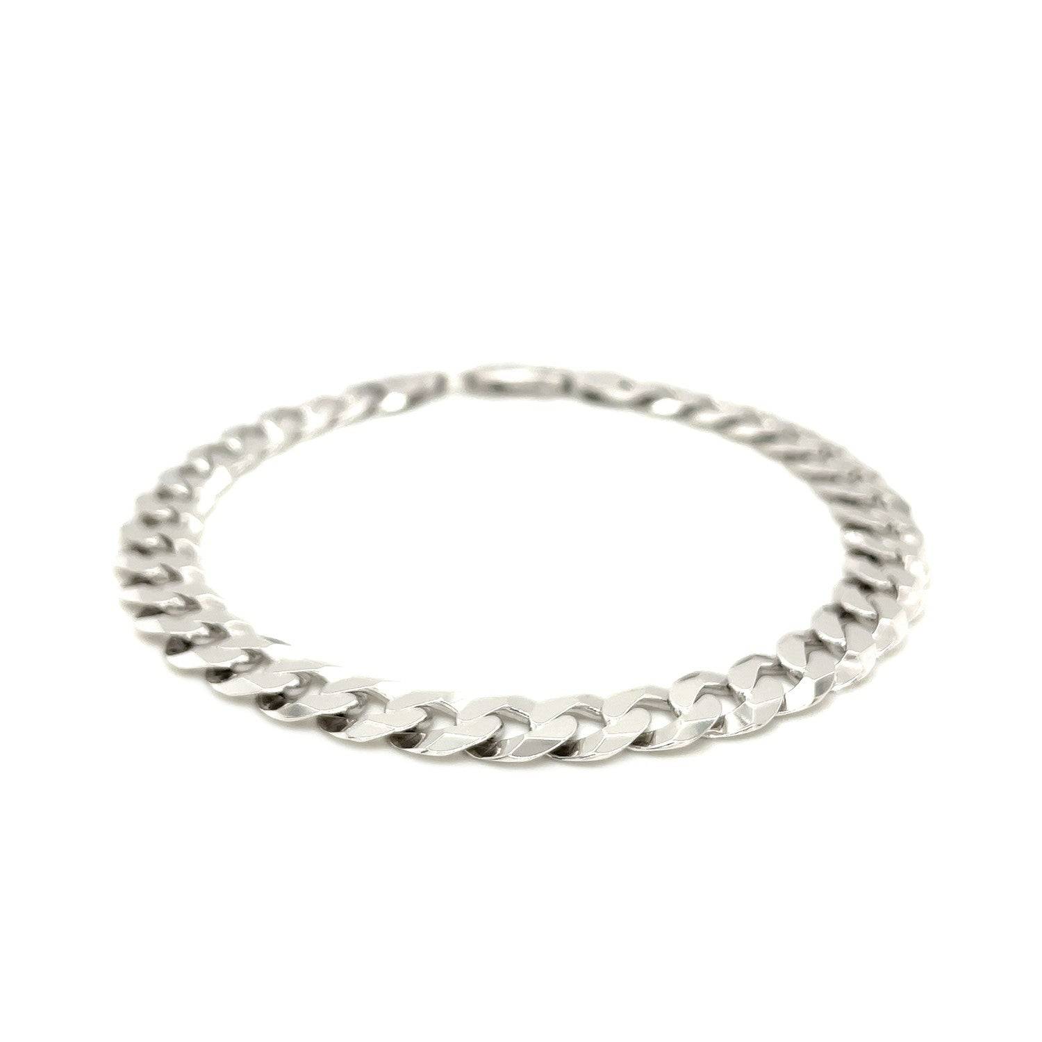 Rhodium Plated Sterling Silver Curb Style Bracelet (7.90 mm) |