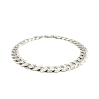 Rhodium Plated Sterling Silver Curb Style Bracelet (7.90 mm) | - Forever in Harmony