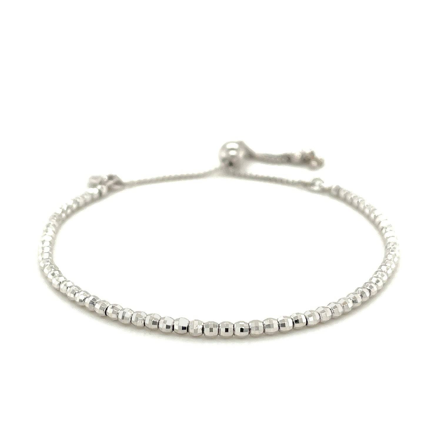 Adjustable Fine Shiny Beaded Bracelet in Sterling Silver (1.50 mm) | - Forever in Harmony