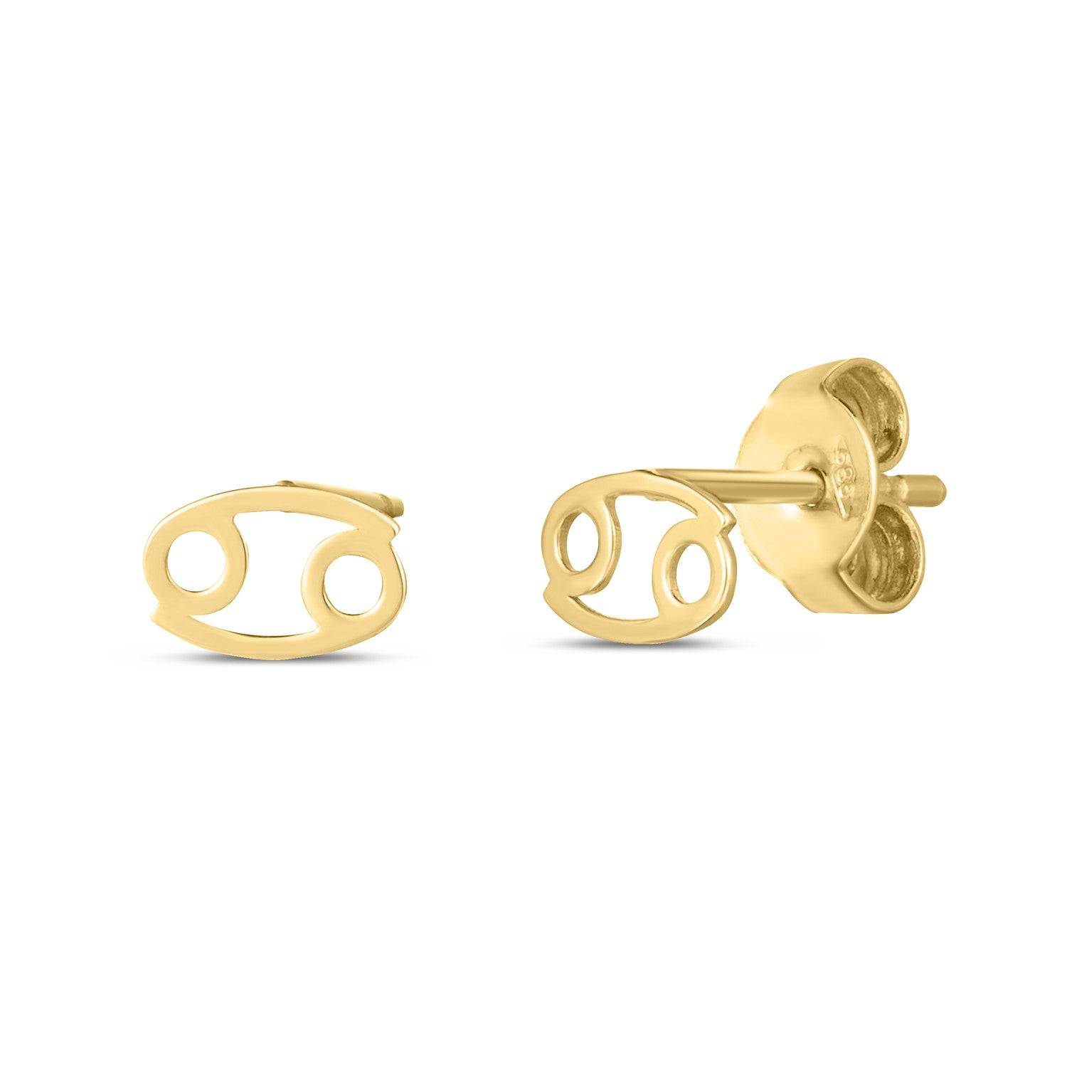 14k Yellow Gold Cancer Stud Earrings |