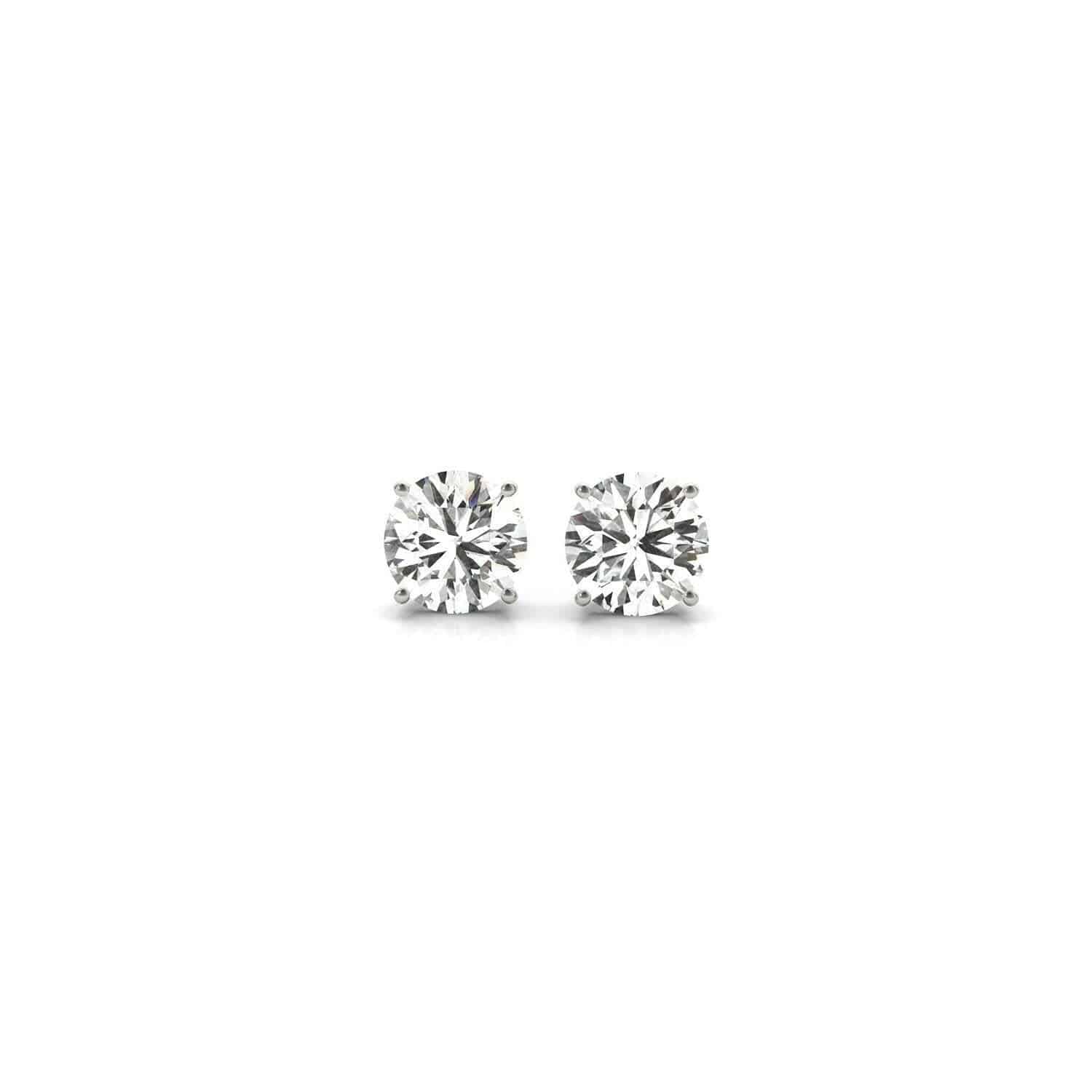 1 cttw Lab Grown Diamond Stud Earrings | 14k White Gold | G/VS2