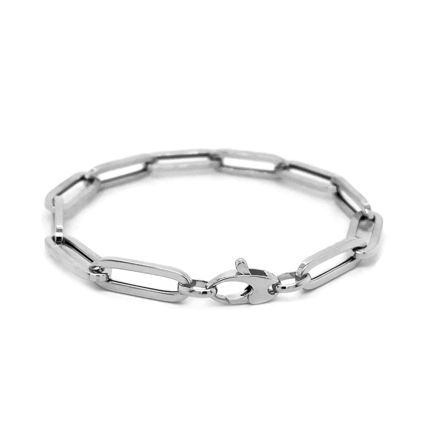 14K White Gold Extra Wide Paperclip Chain Bracelet (6.10 mm) |