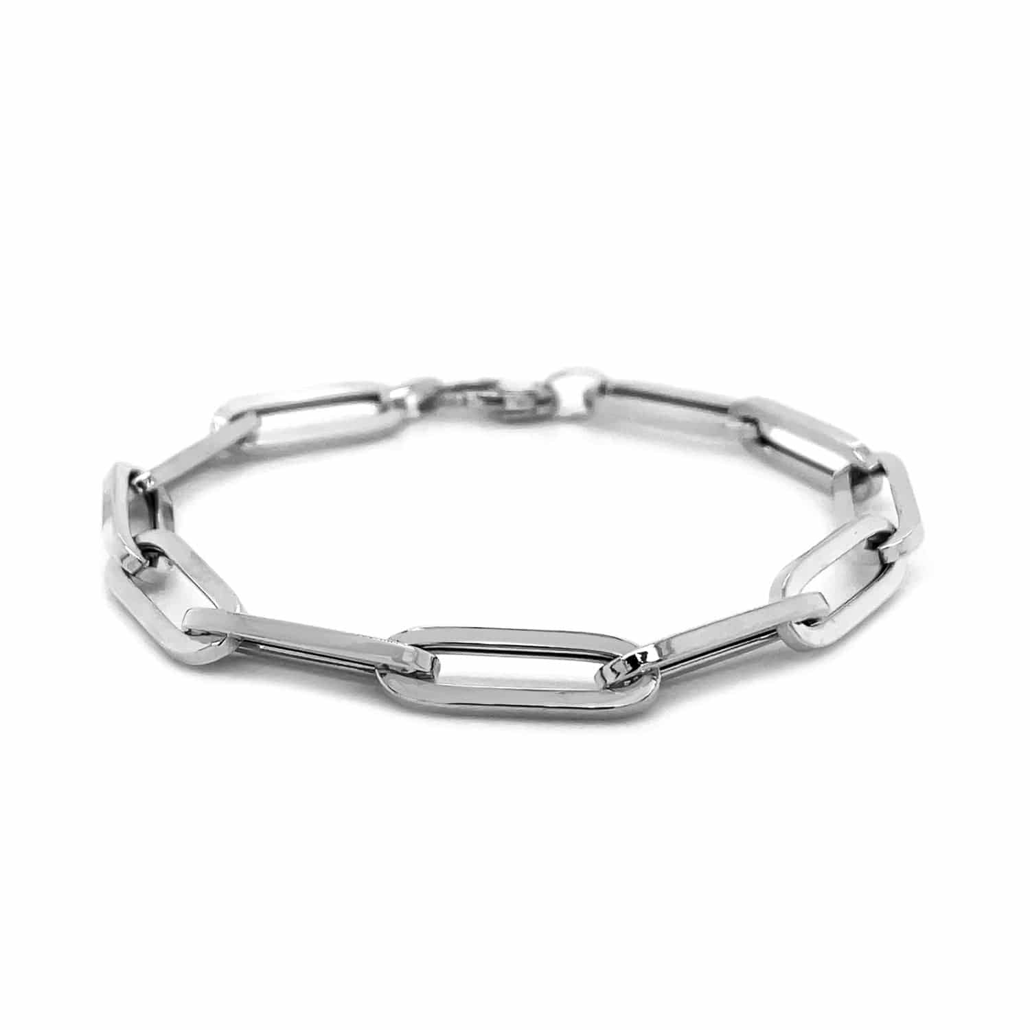 14K White Gold Extra Wide Paperclip Chain Bracelet (6.10 mm) | - Forever in Harmony