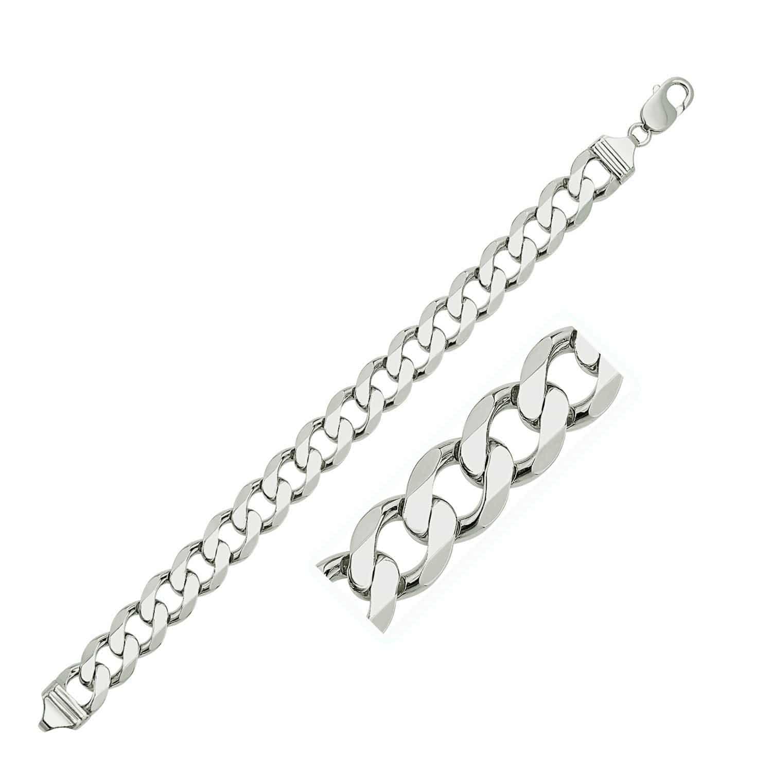 Rhodium Plated Sterling Silver Curb Style Bracelet (11.60 mm) |