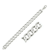 Rhodium Plated Sterling Silver Curb Style Bracelet (11.60 mm) | - Forever in Harmony