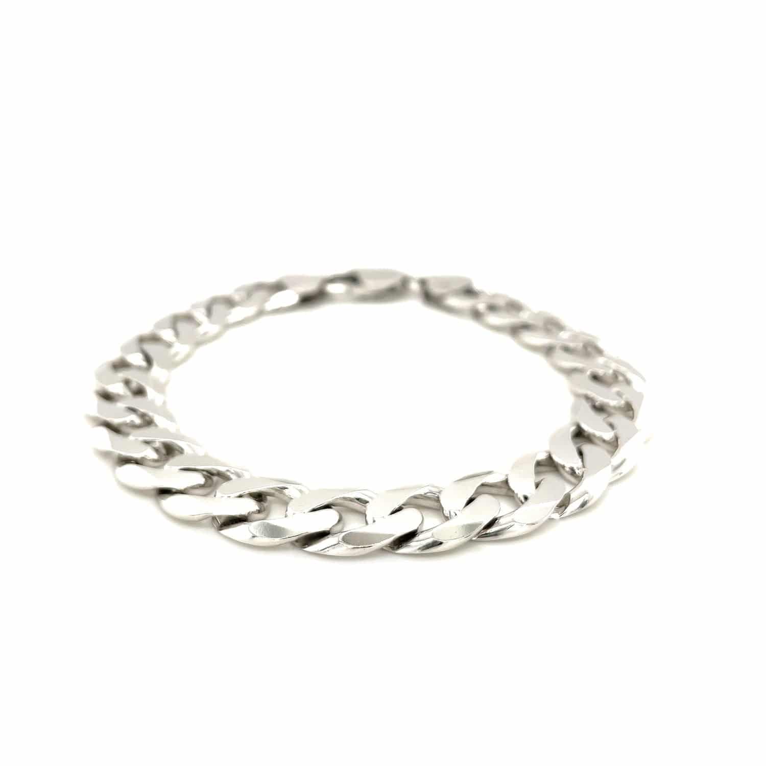 Rhodium Plated Sterling Silver Curb Style Bracelet (11.60 mm) | - Forever in Harmony