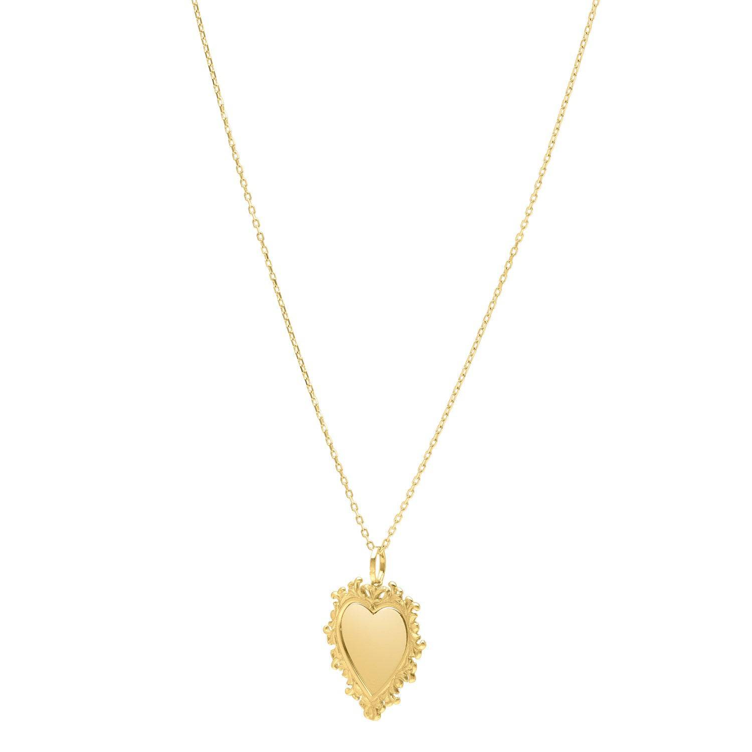 Baroque Heart Necklace in 14K Yellow Gold