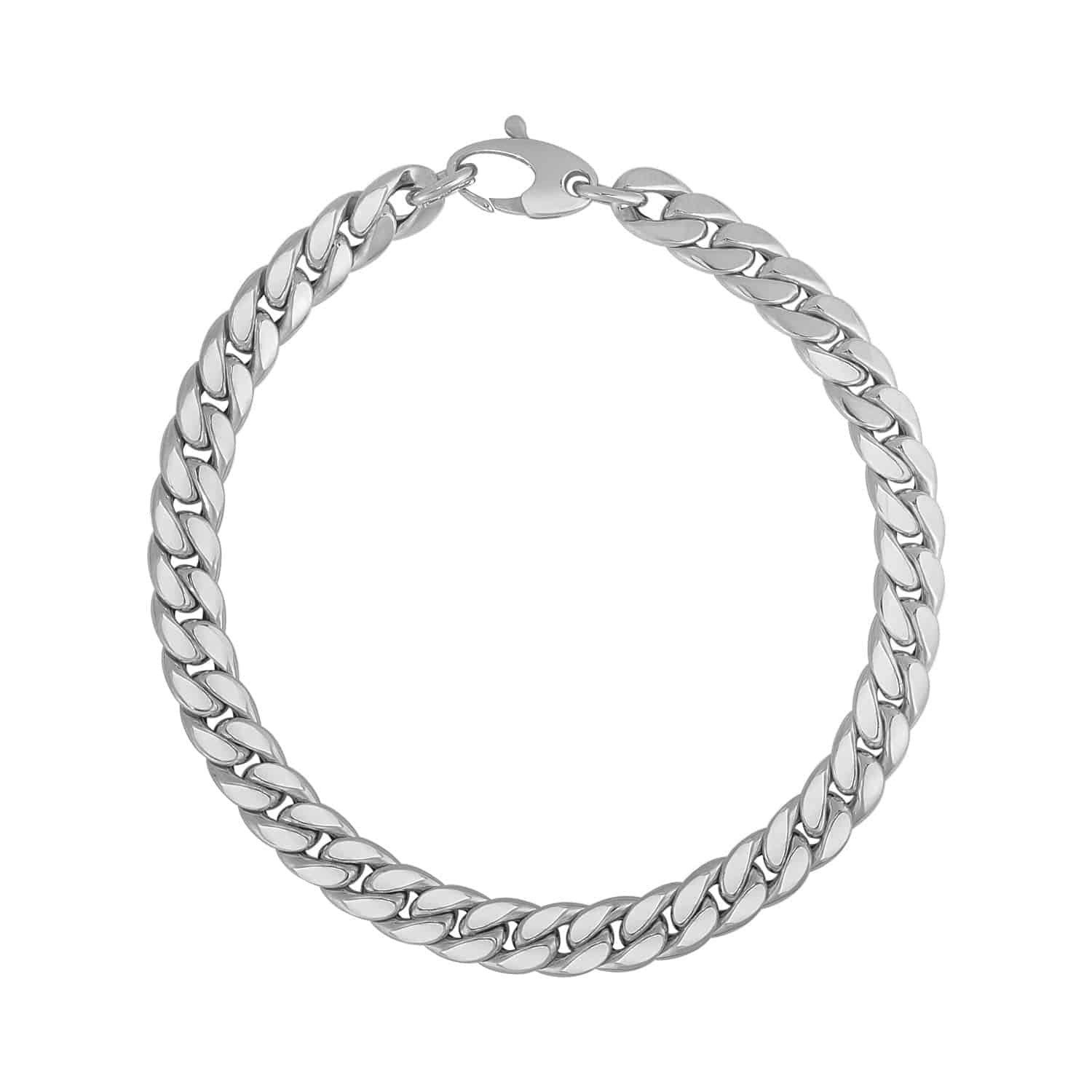 14K White Gold Cuban Link Bracelet (5.90 mm) |