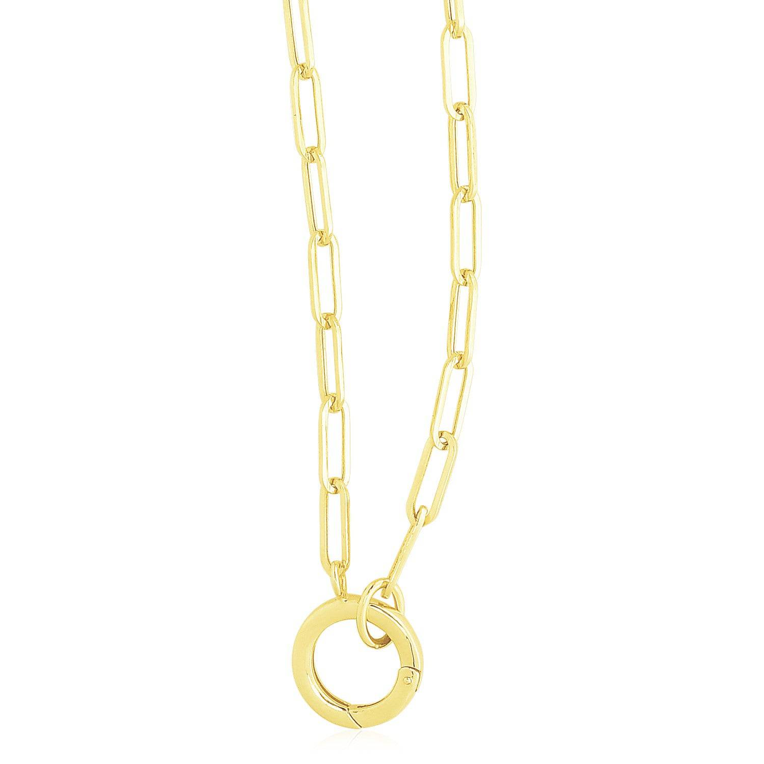 14k Yellow Gold High Polish The Invisible Paperclip Clasp Necklace