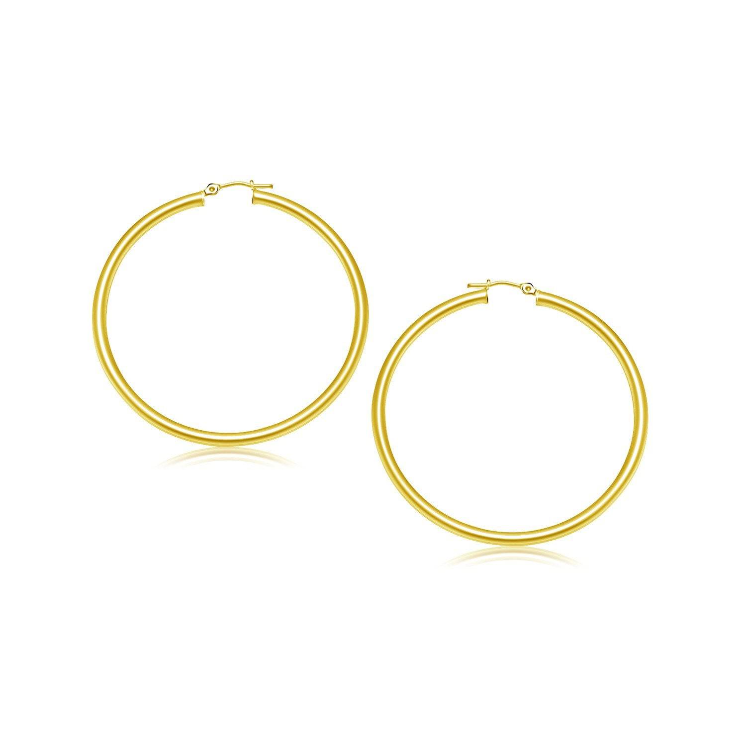 10k Yellow Gold Polished Hoop Earrings (3x25 mm) | - Forever in Harmony