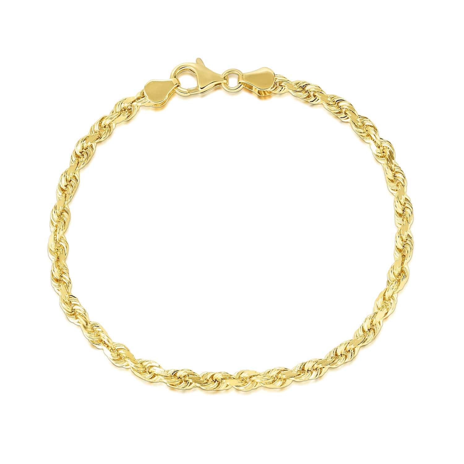 10k Yellow Gold Solid Diamond Cut Rope Bracelet (5.00 mm) | - Forever in Harmony