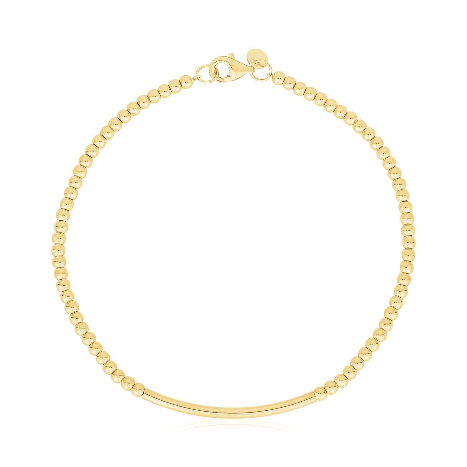 14k Yellow Gold High Polish Bead Bar Bracelet (2.50 mm) |