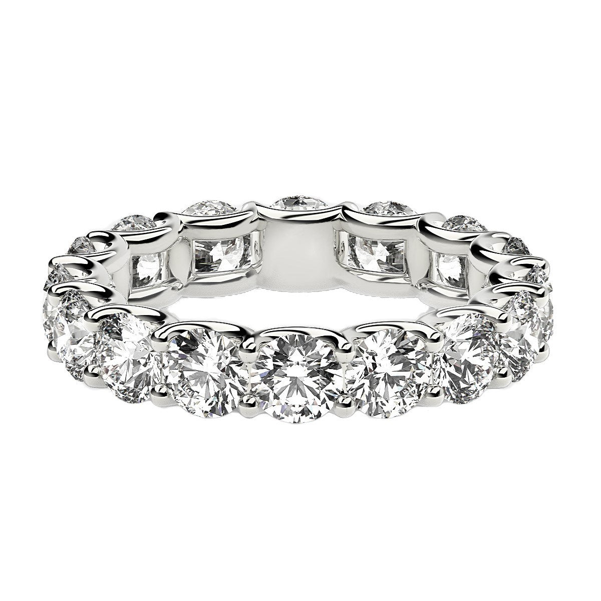 Round Cut Lab Grown Diamond Eternity Ring in 14k White Gold (4 cttw FG/VS2)