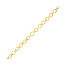 14k Two-Tone Gold Chain Bracelet with Textured Oval Links (6.35 mm) | - Forever in Harmony