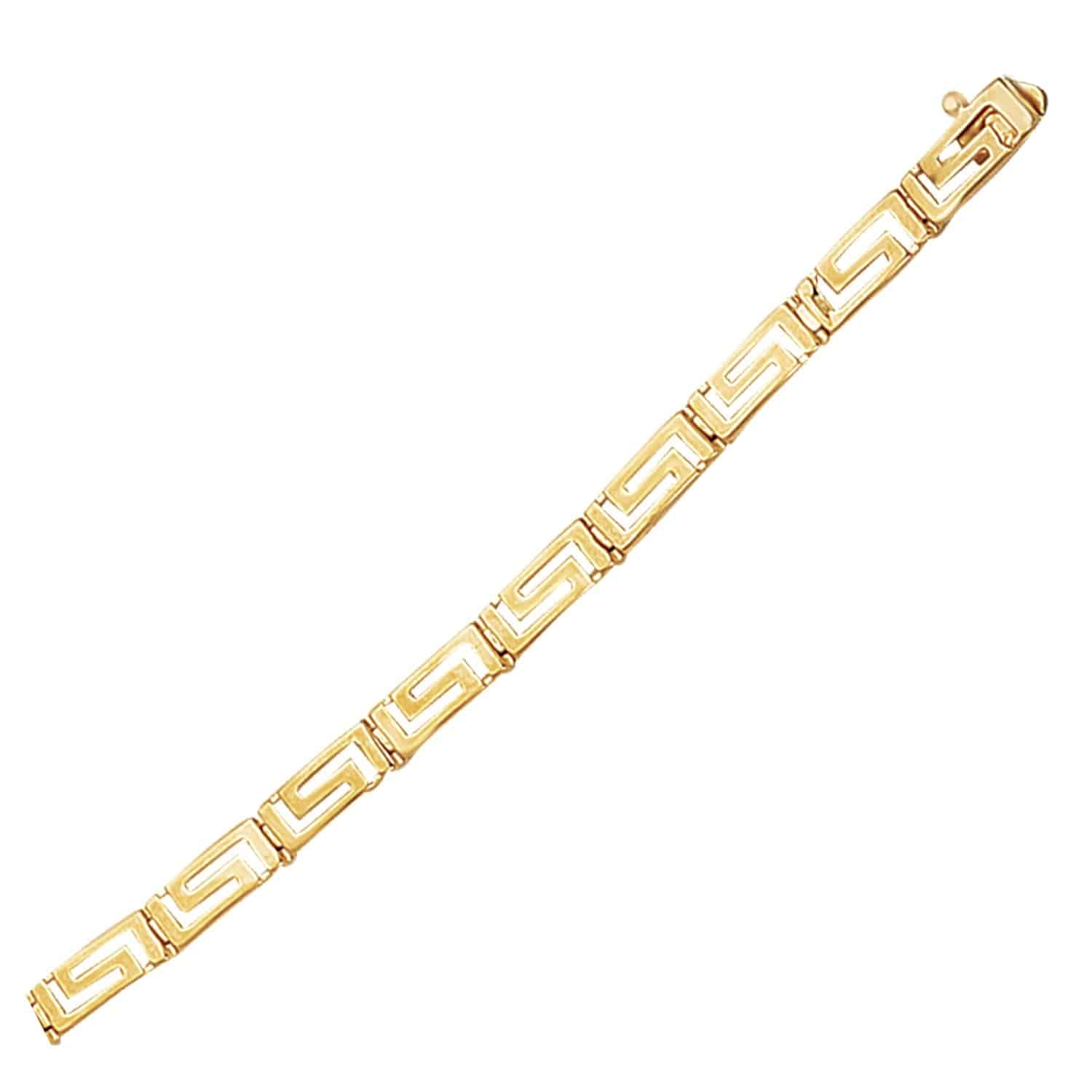 14k Yellow Gold Greek Fret Design Fancy Bracelet (3.30 mm) | - Forever in Harmony