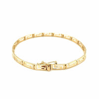 14k Yellow Gold Greek Fret Design Fancy Bracelet (3.30 mm) | - Forever in Harmony