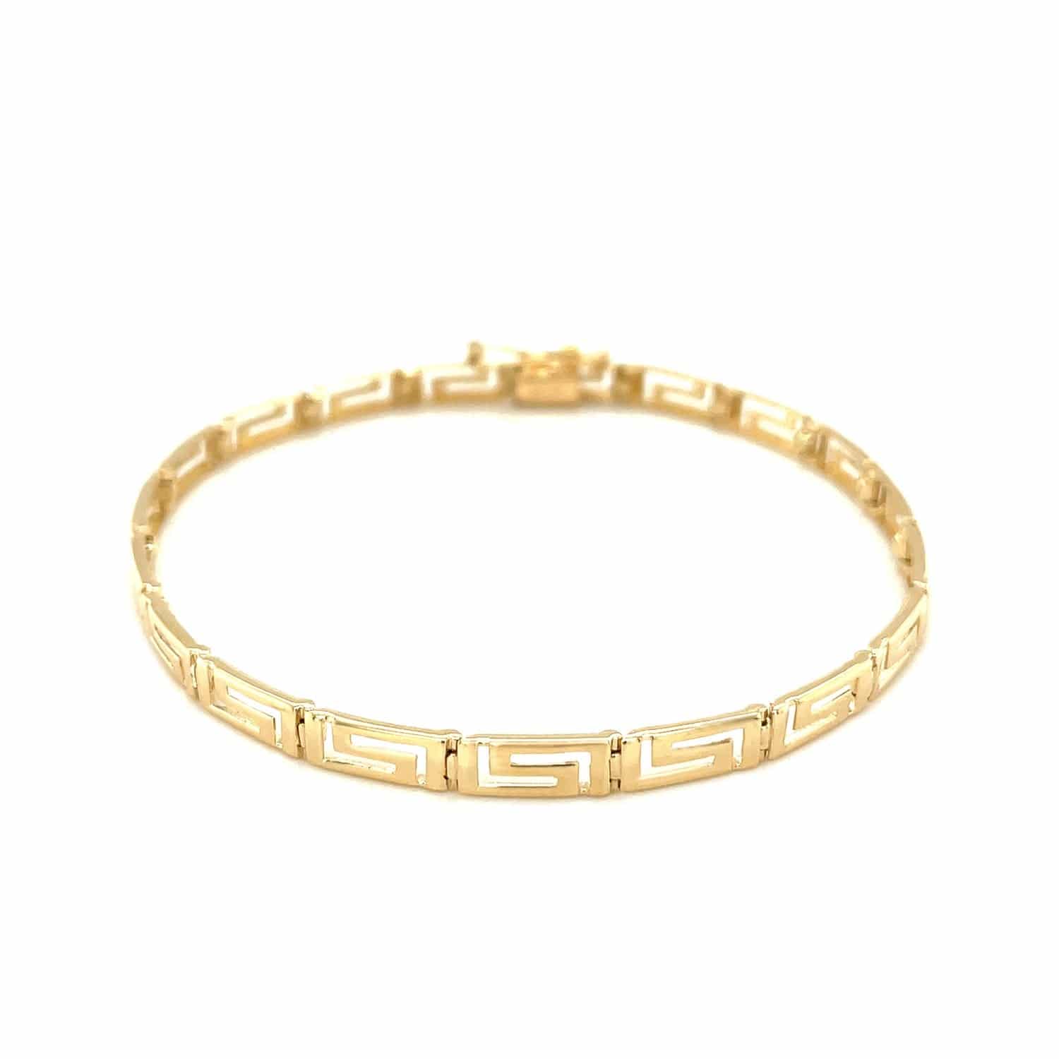 14k Yellow Gold Greek Fret Design Fancy Bracelet (3.30 mm) | - Forever in Harmony