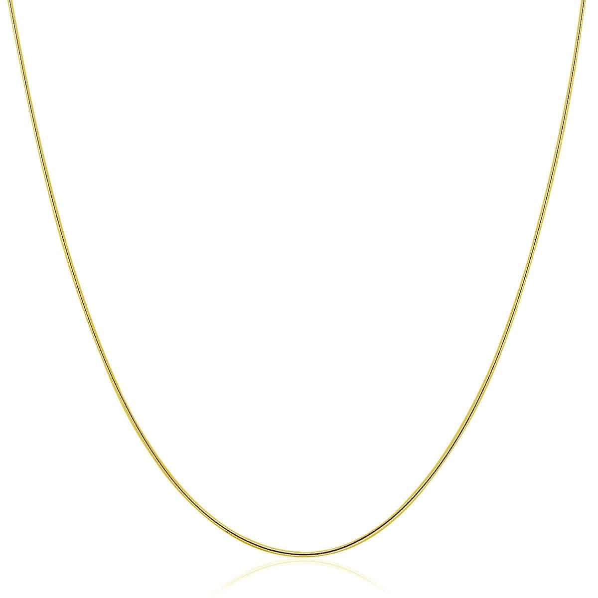 14k Yellow Gold Thin Motif Round Omega Necklace | - Forever in Harmony