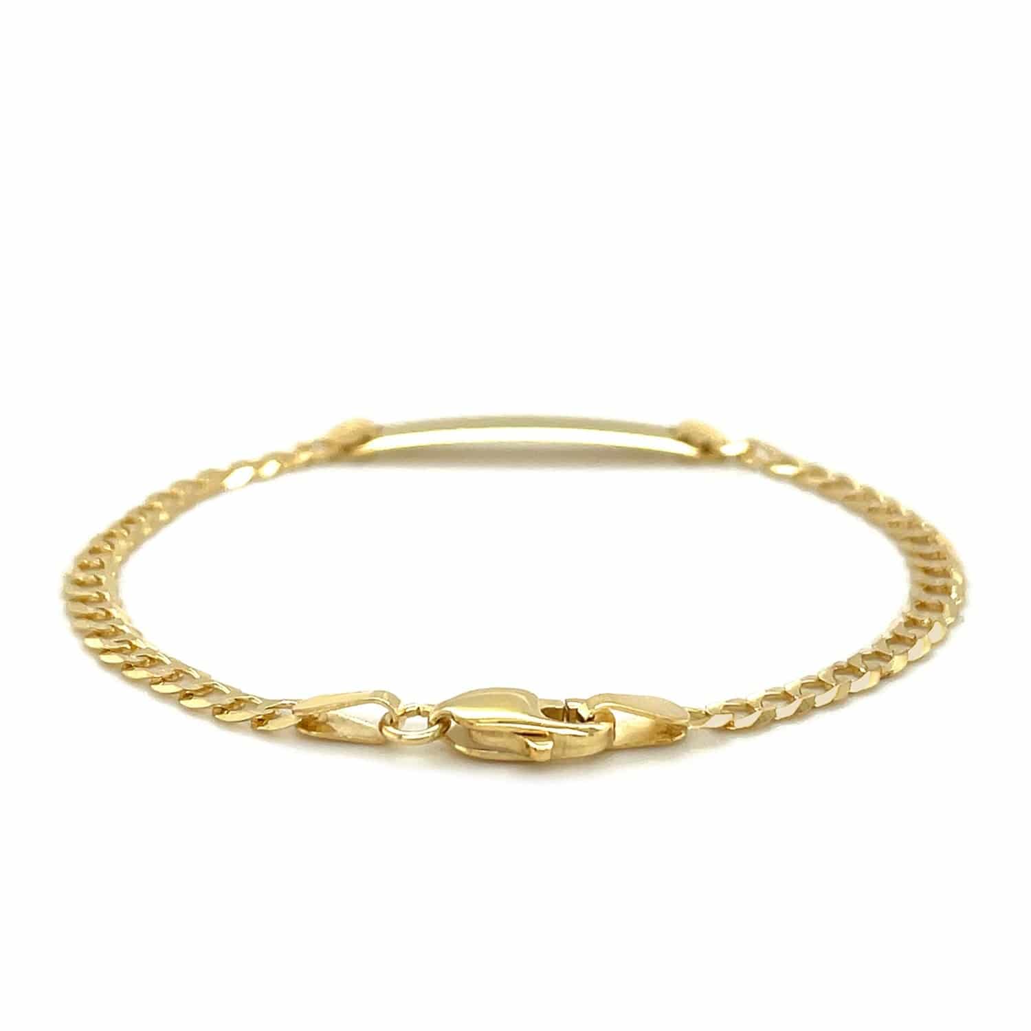 14k Yellow Gold Curb Link Style Childrens ID Bracelet (3.30 mm) | - Forever in Harmony