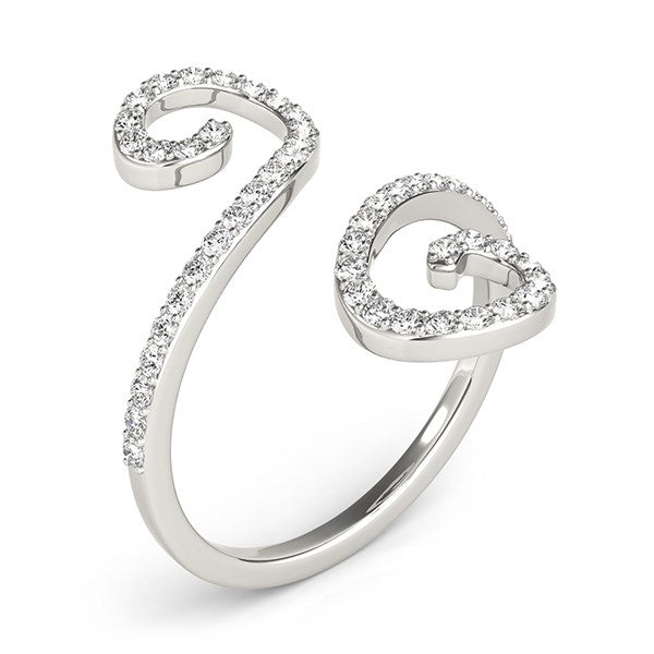 14k White Gold Diamond Open Flourish Style Ring (1/2 cttw)