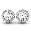 14k White Gold Four Prong Round Halo Diamond Earrings (1 1/6 cttw) - Forever in Harmony