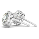 14k White Gold Four Prong Round Halo Diamond Earrings (1 1/6 cttw) - Forever in Harmony