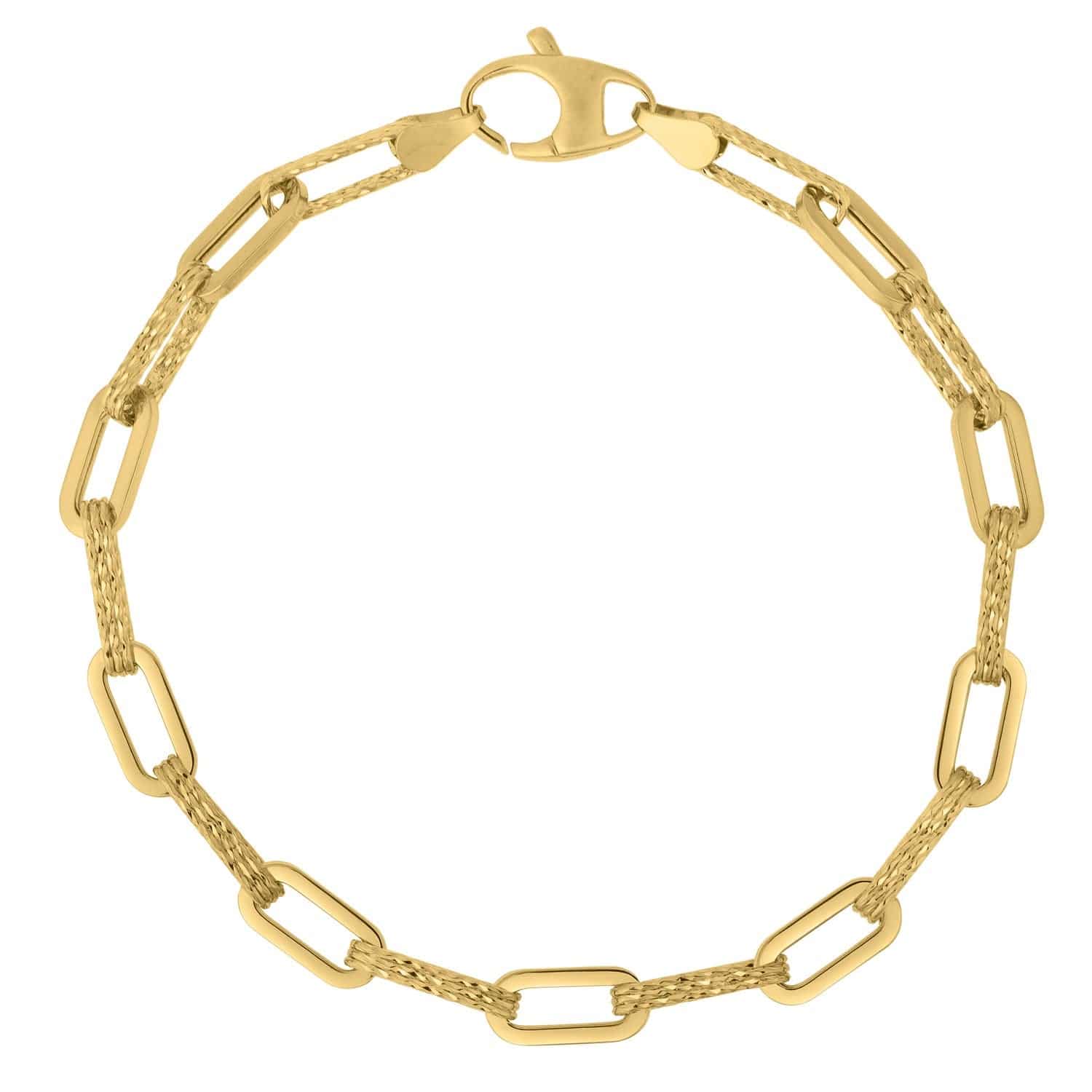 14k Yellow Gold Diamante Paperclip Chain Bracelet (4.00 mm) | - Forever in Harmony