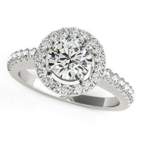 14k White Gold Classic with Pave Halo Diamond Engagement Ring (1 1/2 cttw) - Forever in Harmony