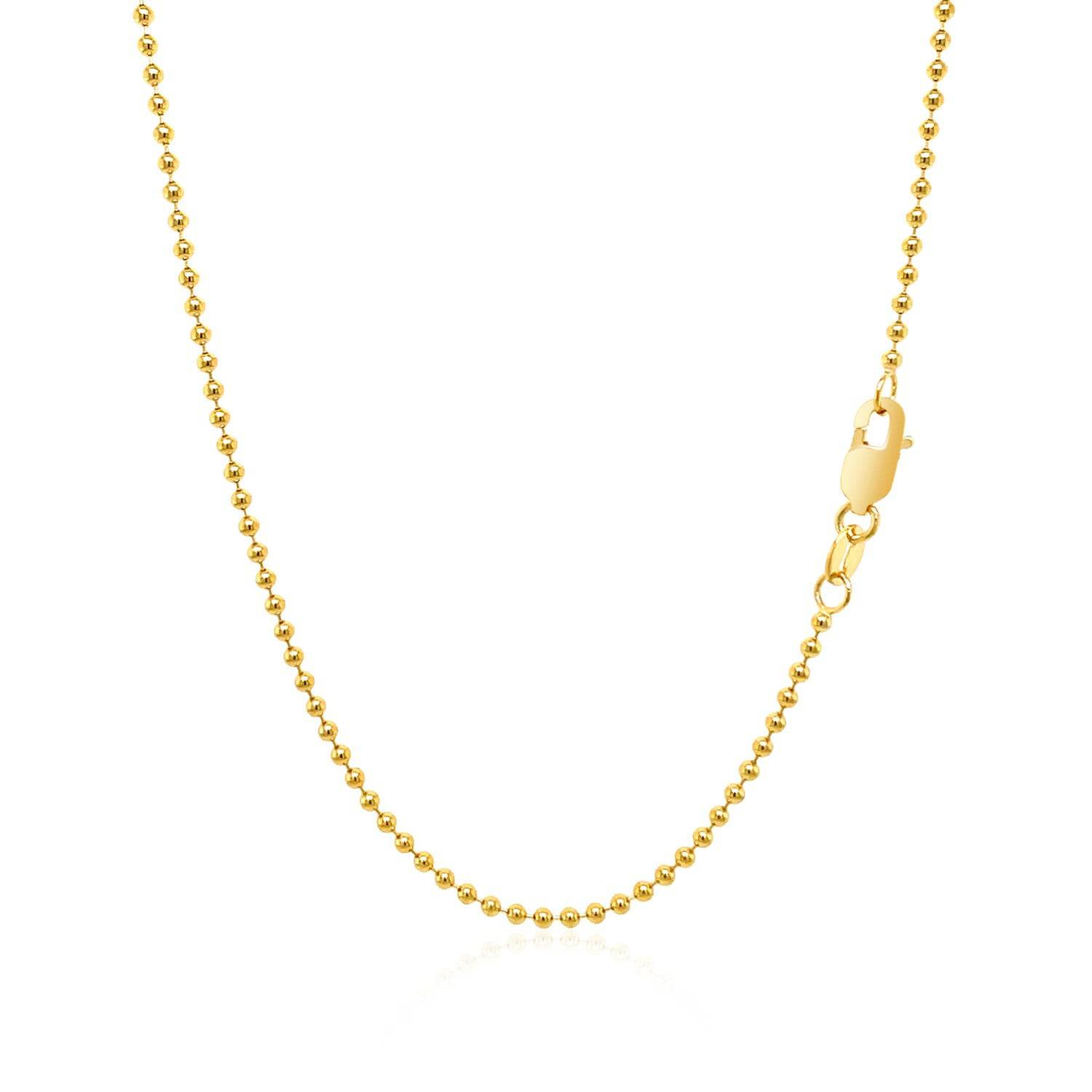 14k Yellow Gold Bead Chain 1.5mm (1.50 mm) | - Forever in Harmony