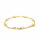 14k Yellow Gold Rolo Chain Bracelet with Puffed Heart Stations (3.30 mm) | - Forever in Harmony