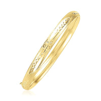 14k Yellow Gold Dome Florentine Design Bangle (5.00 mm) | - Forever in Harmony