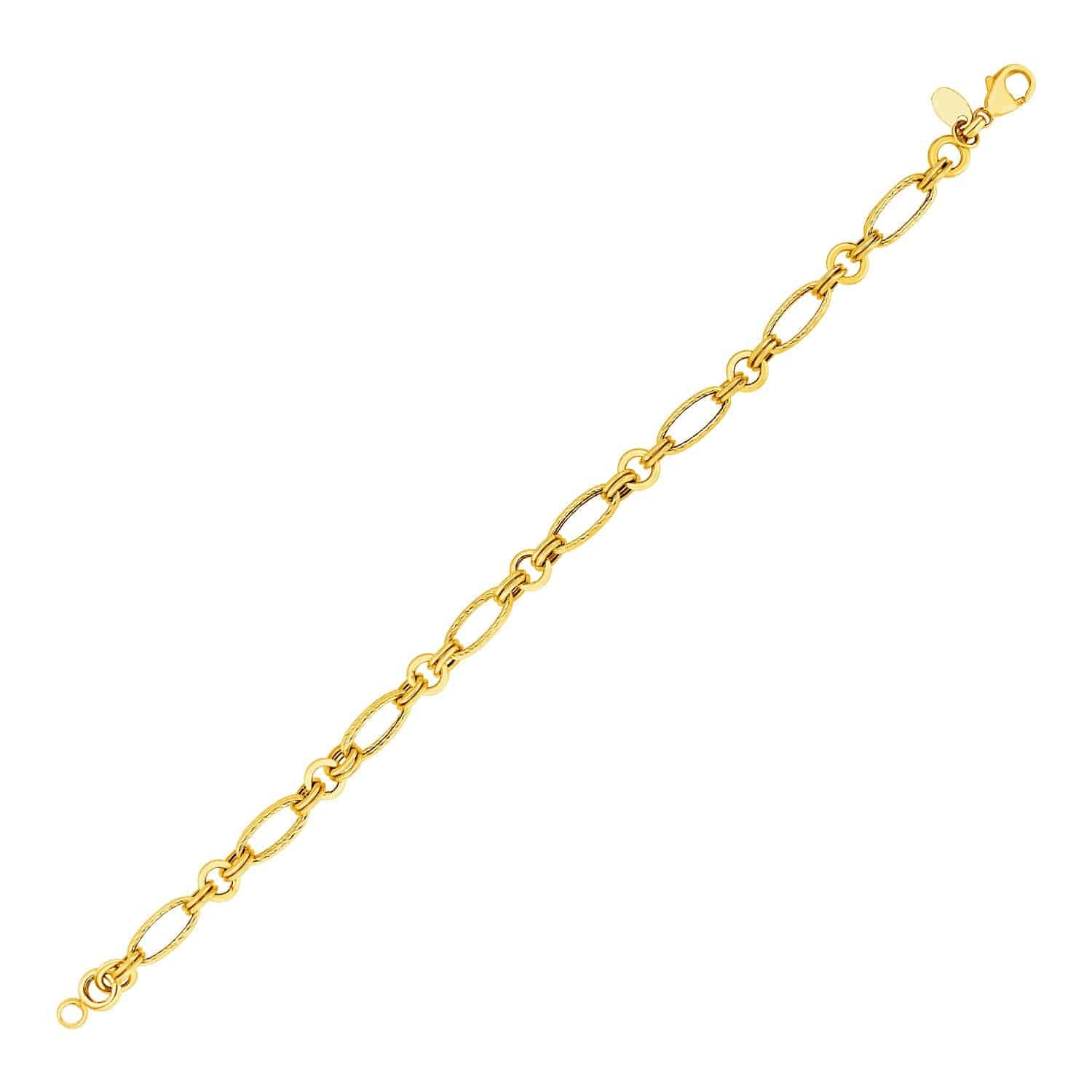 14k Yellow Gold Twisted and Polished Link Bracelet |