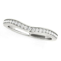 14k White Gold Curved Diamond Wedding Band (1/6 cttw) - Forever in Harmony