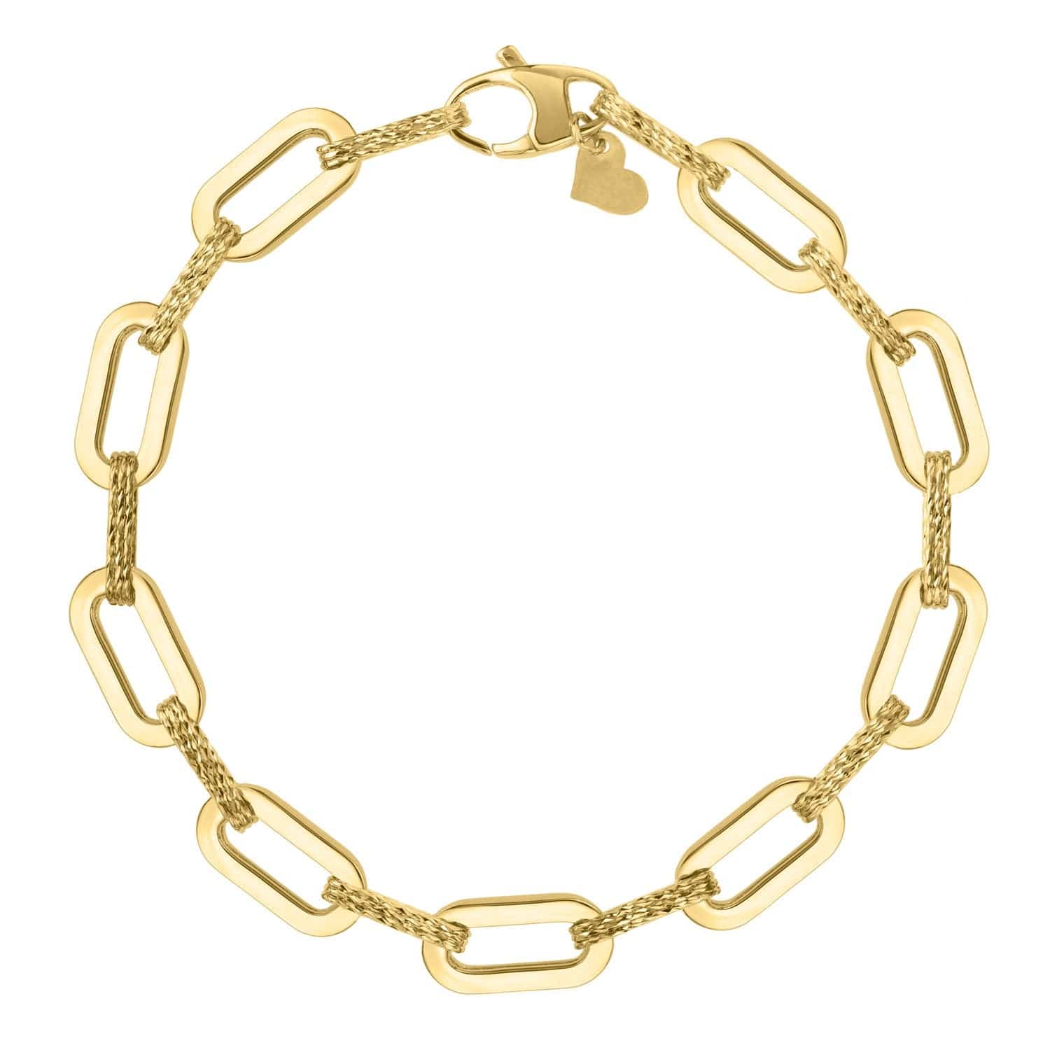 14k Yellow Gold Diamante Paperclip Chain Bracelet (7.00 mm) |