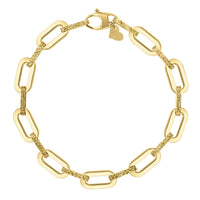 14k Yellow Gold Diamante Paperclip Chain Bracelet (7.00 mm) | - Forever in Harmony