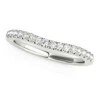 14k White Gold Pave Set Round Curved Wedding Band (1/4 cttw) - Forever in Harmony