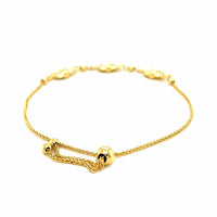 14k Yellow Gold Elephant Station Lariat Style Bracelet (1.00 mm) | - Forever in Harmony