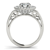 14k White Gold Diamond with Two-Row Pave Border Engagement Ring (2 cttw)