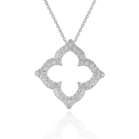 14k White Gold Diamond Cut-out Flower Pendant (1/3 cttw) - Forever in Harmony