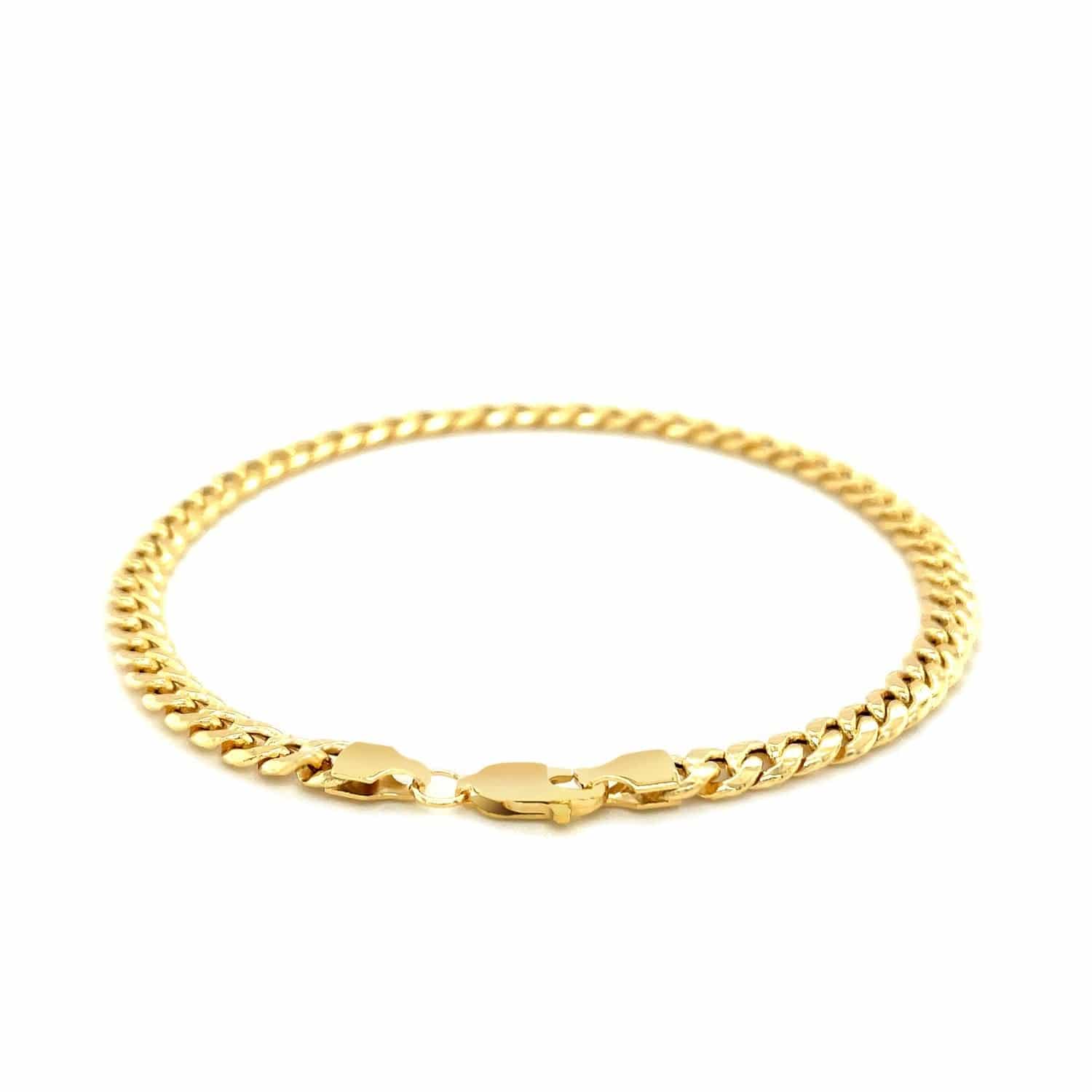 10k Yellow Gold Miami Cuban Semi Solid Bracelet (4.50 mm) | - Forever in Harmony