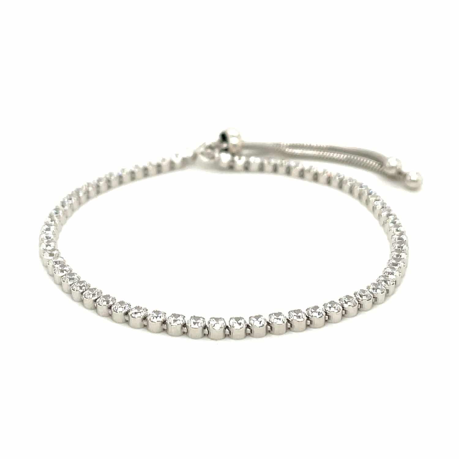 Adjustable Tennis Style Bracelet with Cubic Zirconia in Sterling Silver(4.00 mm) |