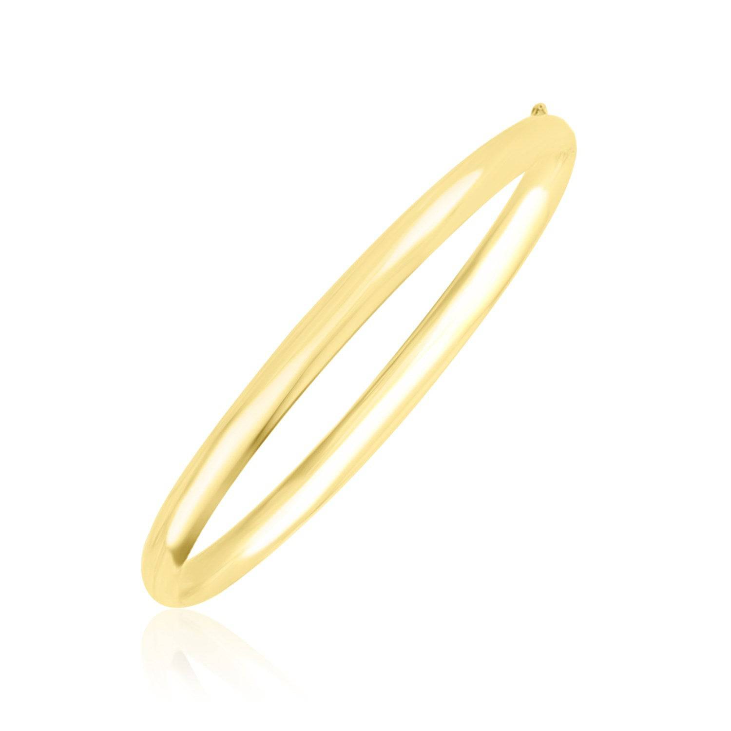 10k Yellow Gold Dome Style Shiny Bangle (3.30 mm) | - Forever in Harmony