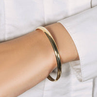 10k Yellow Gold Dome Style Shiny Bangle (3.30 mm) | - Forever in Harmony