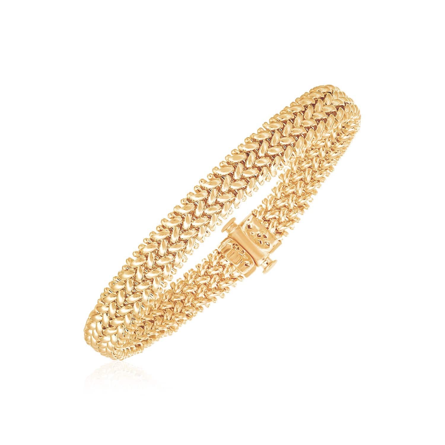 14k Yellow Gold High Polish Thick Braided Bracelet  (8.80 mm) | - Forever in Harmony