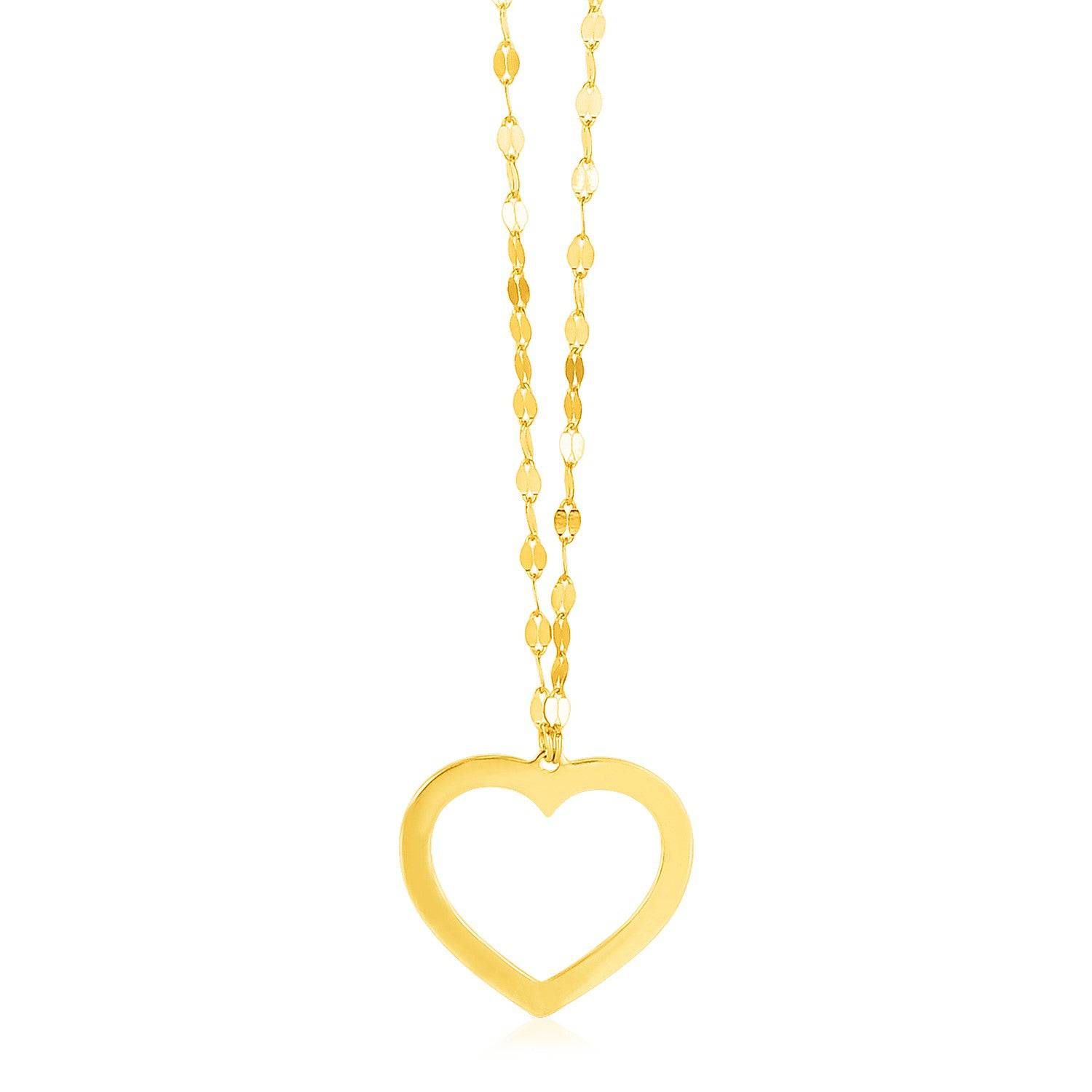 14k Yellow Gold Necklace with Reversible Heart Pendant |