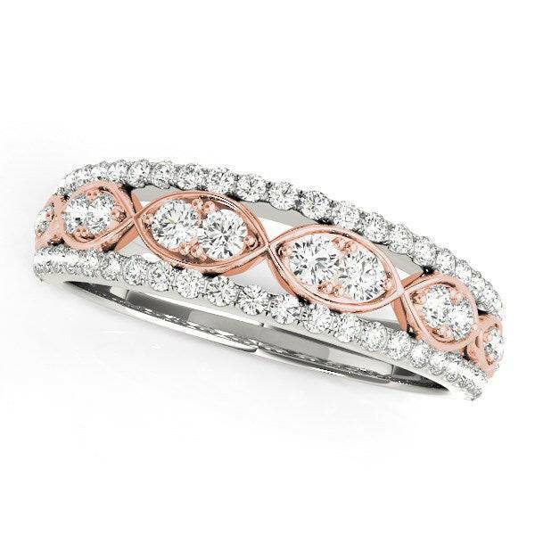 14k White And Rose Gold Doulbe Diamond Infinity Design Band (3/8 cttw)