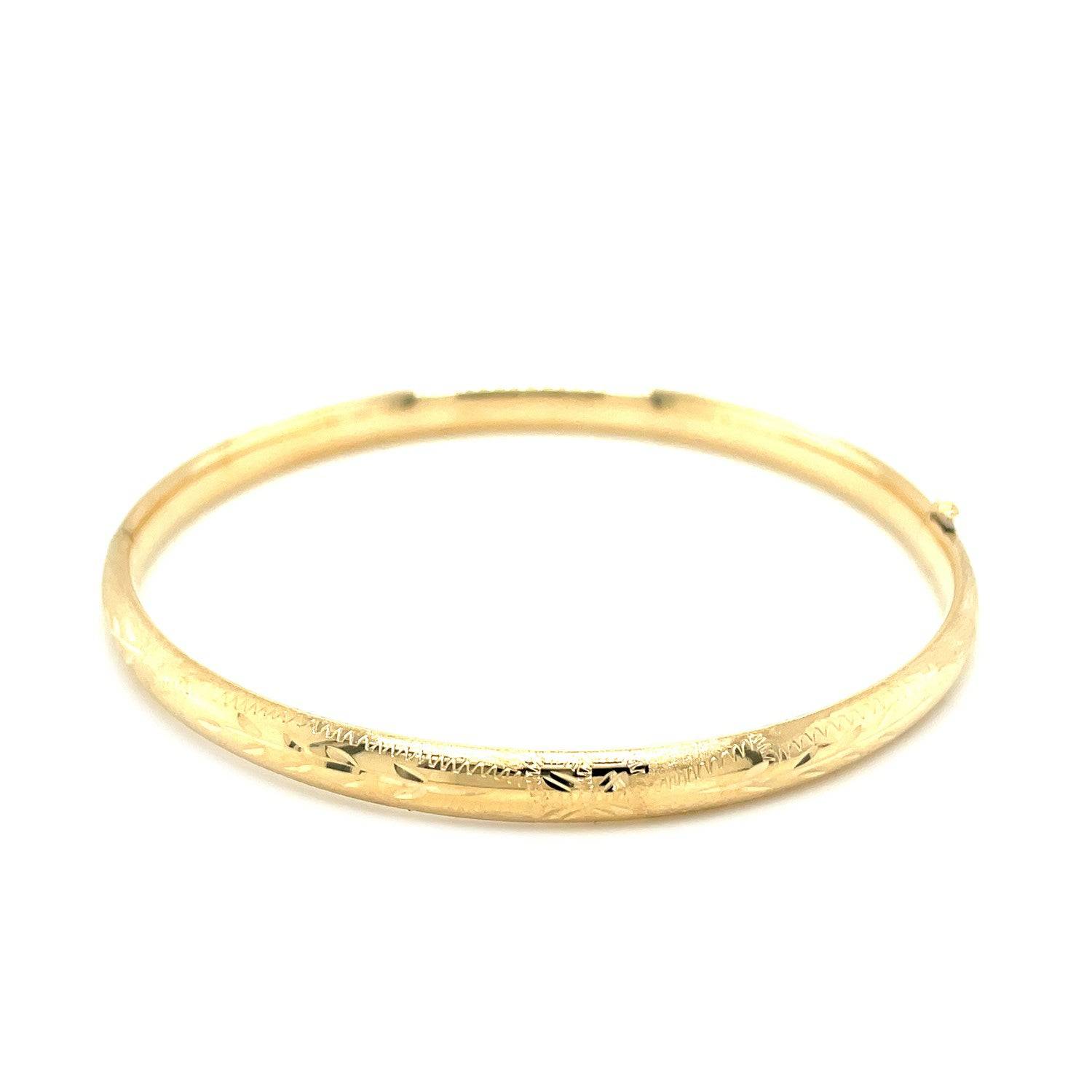 10k Yellow Gold Botanical Pattern Florentine Bangle (5.00 mm) |