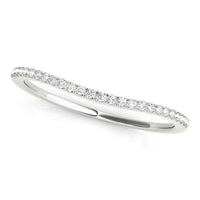 14k White Gold Pave Style Setting Curved Diamond Wedding Band (1/10 cttw) - Forever in Harmony