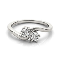 Solitaire Two Stone Diamond Ring in 14k White Gold (1/2 cttw)