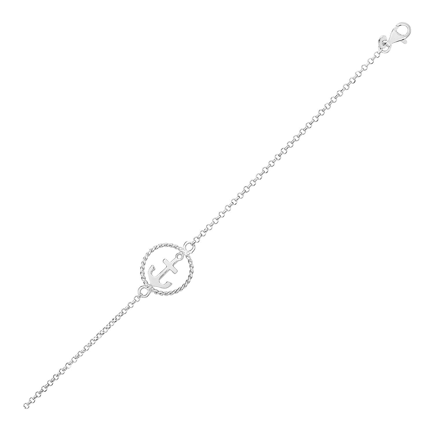 Sterling Silver Bracelet with Anchor (1.80 mm)